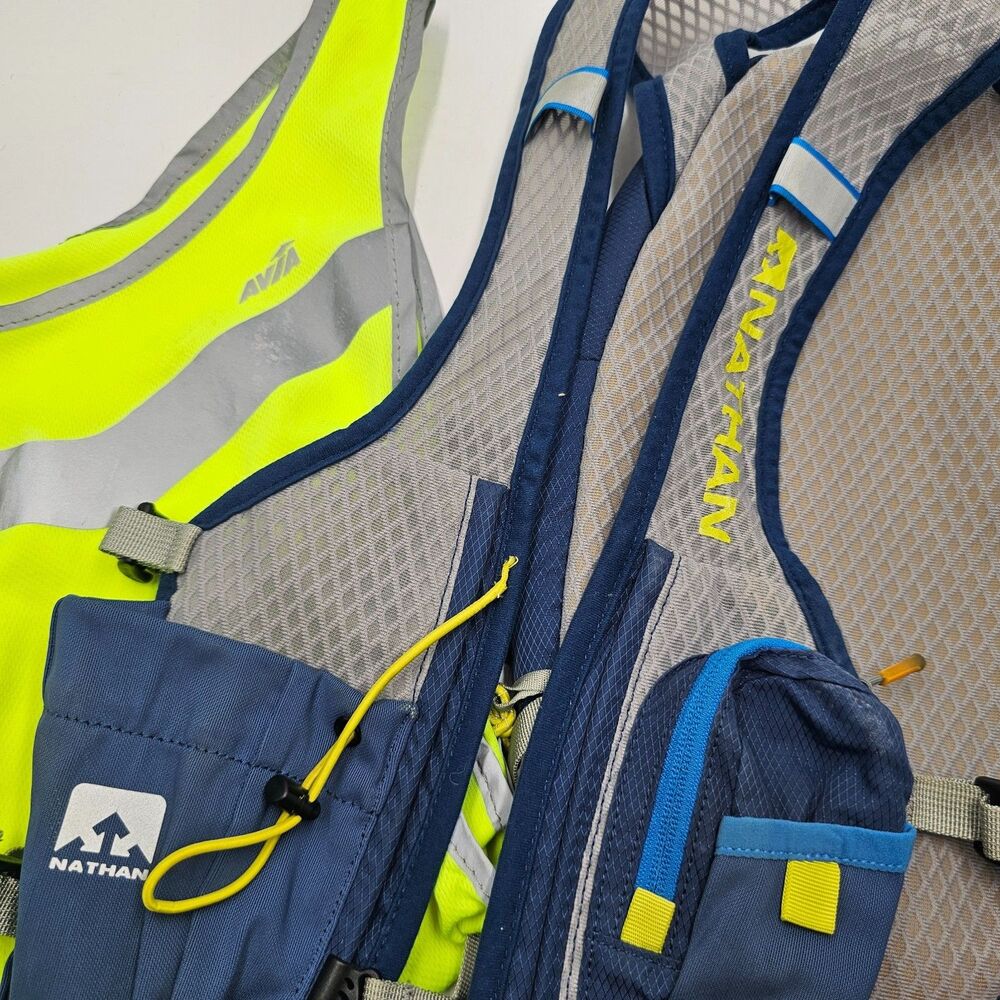 Nathan Hydration Vest Running Backpack Blue High Vis Reflective Safety Vest Lot